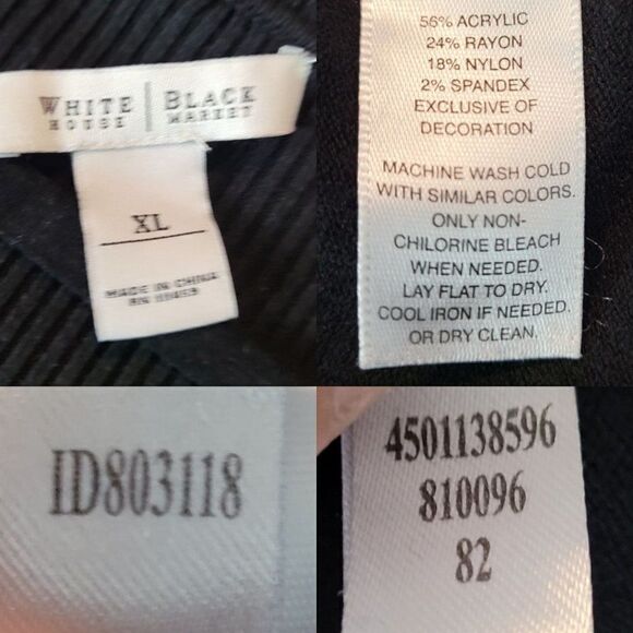 Vintage 90s WHBM Cowl Neck Long Sleeve Ribbed Knit Sweater Dress XL Black - Picture 3 of 10